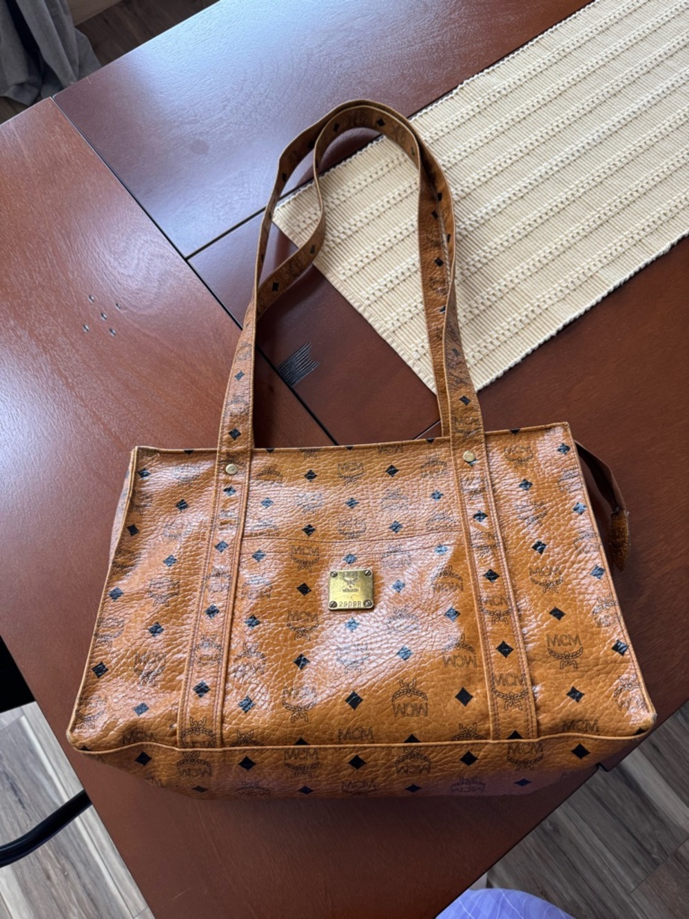 Pre-owned MCM Cognac Logo-Print Tote